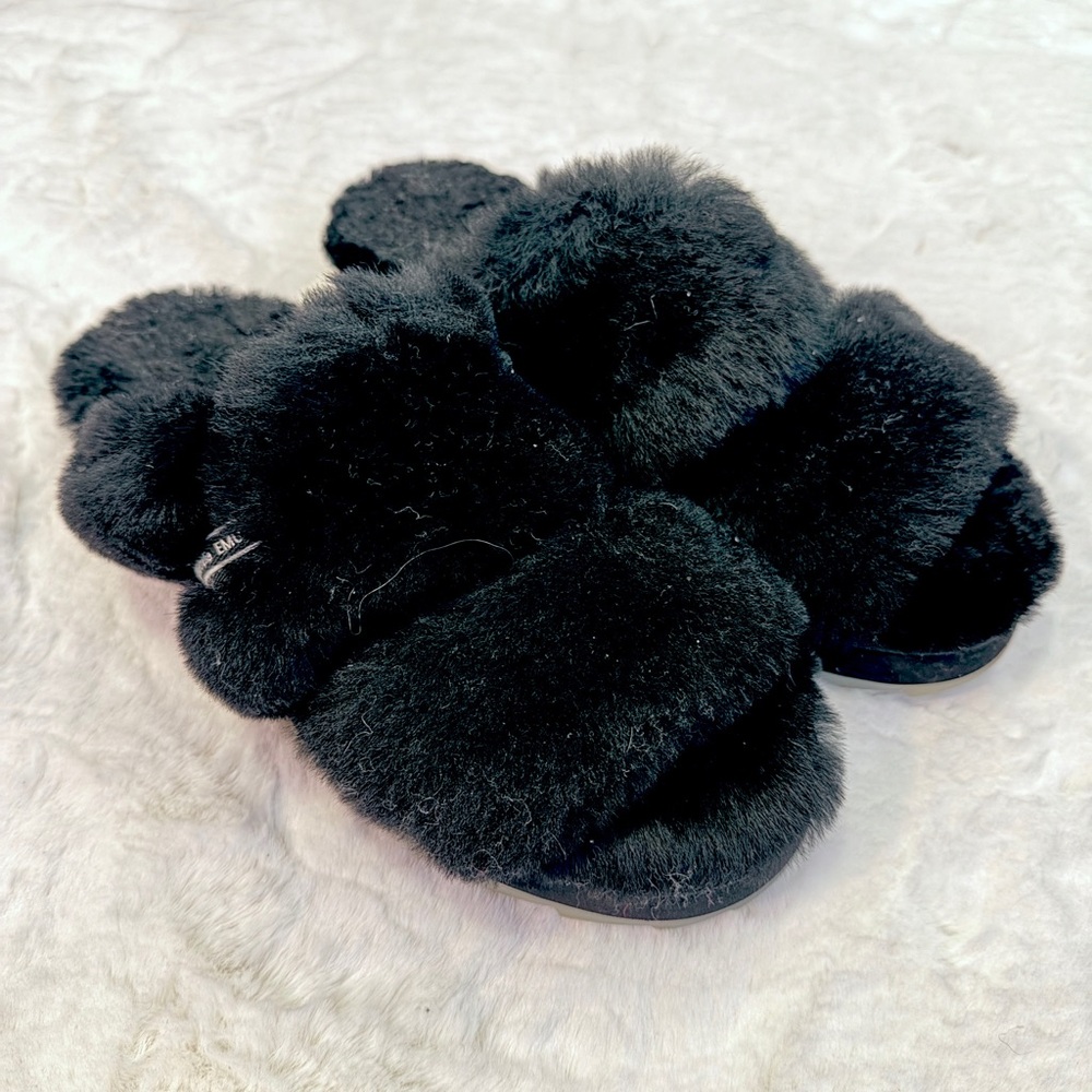 Emu Black Furry Slippers
